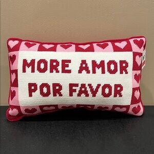 Bouffants & Broken Hearts | Needlepoint “More Amor Por Favor” Pillow 💕
